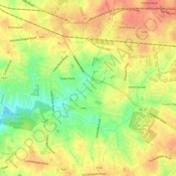 Topografische kaart Woodford Green, hoogte, reliëf