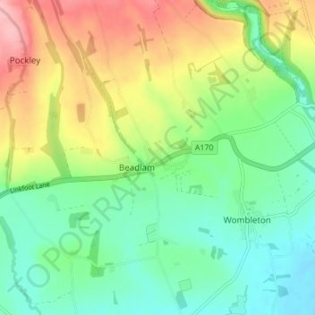 Topografische kaart Nawton, hoogte, reliëf