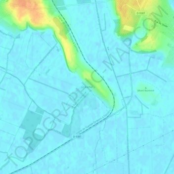 Topografische kaart Le Rocher, hoogte, reliëf