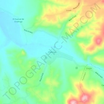 Topografische kaart Chalinga, hoogte, reliëf