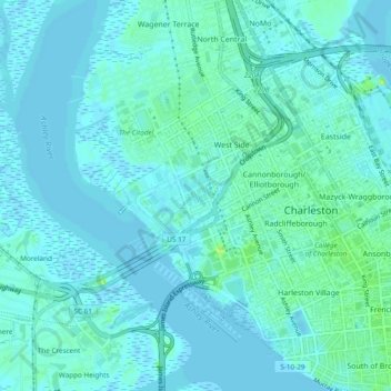 Topografische kaart Gadsden Green Homes, hoogte, reliëf