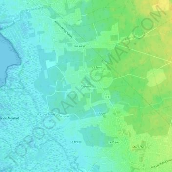 Topografische kaart Vigneau, hoogte, reliëf