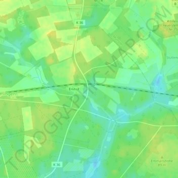 Topografische kaart Lüneburger Heide, hoogte, reliëf