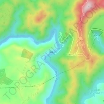 Topografische kaart Bitbit, hoogte, reliëf