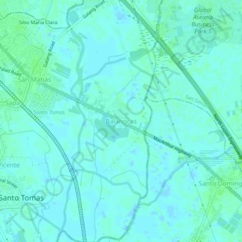 Topografische kaart Balangcas, hoogte, reliëf
