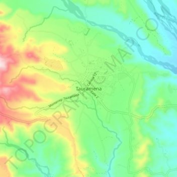 Topografische kaart Tauramena, hoogte, reliëf