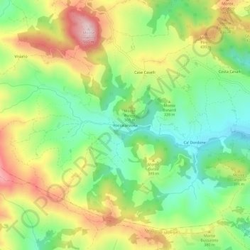 Topografische kaart Roccalanzona, hoogte, reliëf