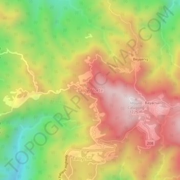 Topografische kaart Taloy Norte, hoogte, reliëf