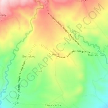 Topografische kaart Silangit, hoogte, reliëf