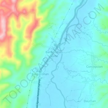 Topografische kaart Bankerohan Norte, hoogte, reliëf