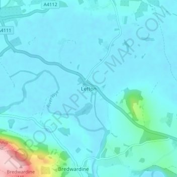 Topografische kaart Letton, hoogte, reliëf