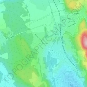 Topografische kaart Le Charveyron, hoogte, reliëf