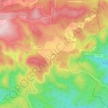 Topografische kaart Coulouma, hoogte, reliëf