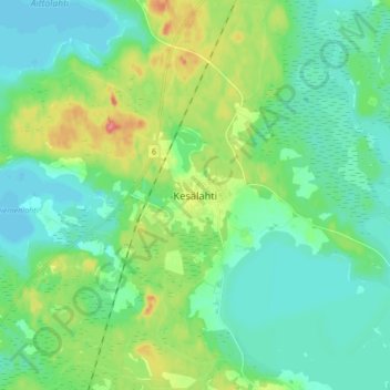 Topografische kaart Kesälahti, hoogte, reliëf