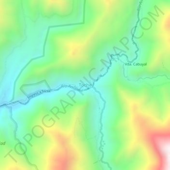 Topografische kaart Toche, hoogte, reliëf