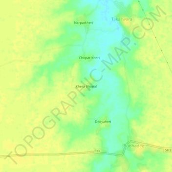 Topografische kaart Khera Bhopal, hoogte, reliëf