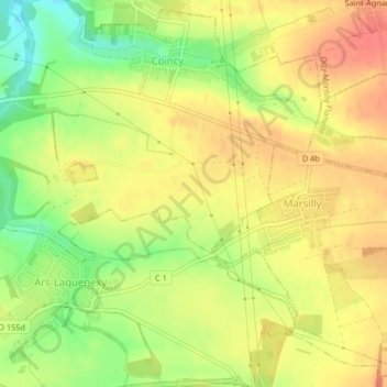 Topografische kaart La Joncquière, hoogte, reliëf