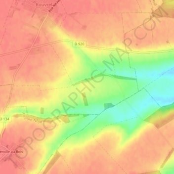 Topografische kaart le Mamont, hoogte, reliëf