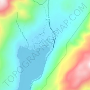 Topografische kaart Puyuhuapi, hoogte, reliëf