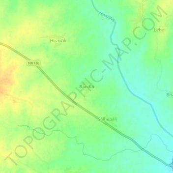 Topografische kaart Bandala, hoogte, reliëf
