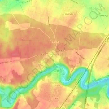 Topografische kaart Chanteloup, hoogte, reliëf