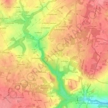 Topografische kaart Le Louvre, hoogte, reliëf