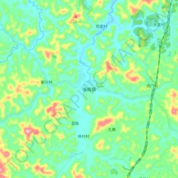 Topografische kaart 埌南镇, hoogte, reliëf