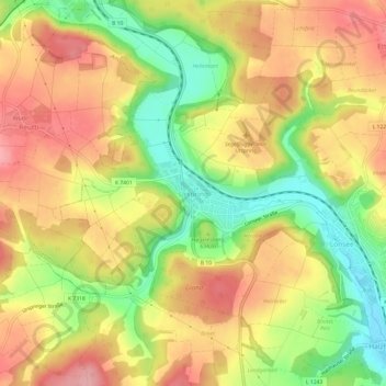 Topografische kaart Urspring, hoogte, reliëf
