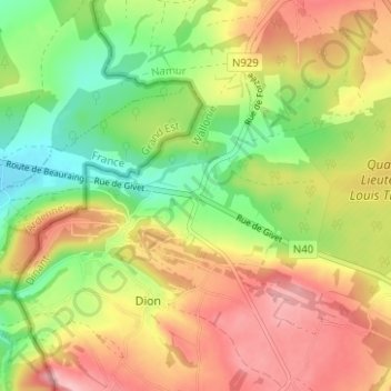 Topografische kaart Petit Caporal, hoogte, reliëf