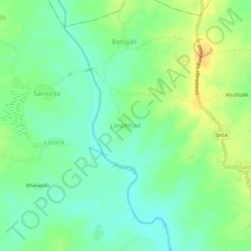 Topografische kaart Limchhod, hoogte, reliëf