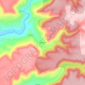 Topografische kaart Malacuera, hoogte, reliëf