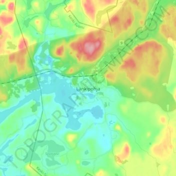 Topografische kaart Länkipohja, hoogte, reliëf