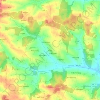 Topografische kaart Utting, hoogte, reliëf