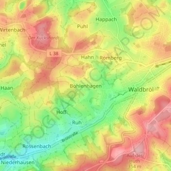 Topografische kaart Bohlenhagen, hoogte, reliëf