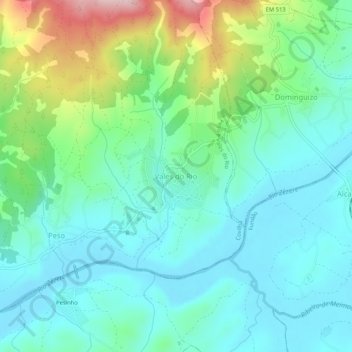 Topografische kaart Vales do Rio, hoogte, reliëf