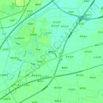 Topografische kaart 城郊乡, hoogte, reliëf