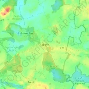 Topografische kaart Lepahn, hoogte, reliëf