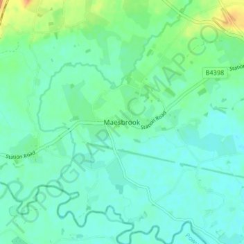 Topografische kaart Maesbrook, hoogte, reliëf