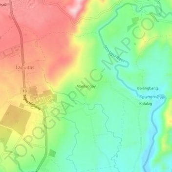Topografische kaart Manlungay, hoogte, reliëf