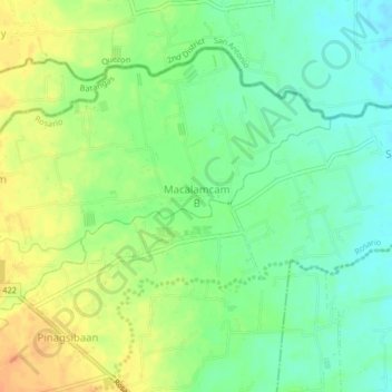 Topografische kaart Macalamcam B, hoogte, reliëf