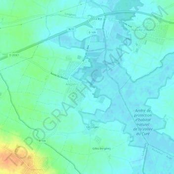 Topografische kaart Saint-Gilles, hoogte, reliëf