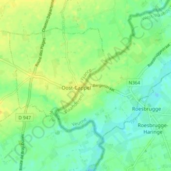 Topografische kaart 't Kappeltje, hoogte, reliëf