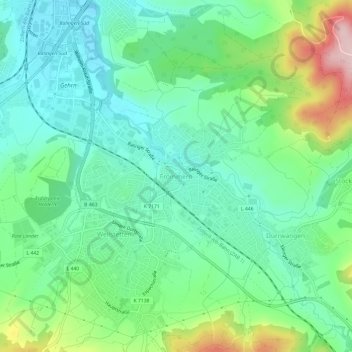 Topografische kaart Frommern, hoogte, reliëf