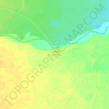 Topografische kaart Surimena, hoogte, reliëf
