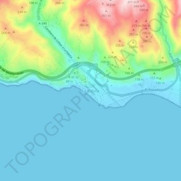 Topografische kaart La Rábita, hoogte, reliëf