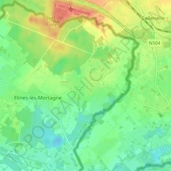 Topografische kaart Rouillon, hoogte, reliëf