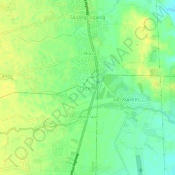 Topografische kaart Estrada, hoogte, reliëf