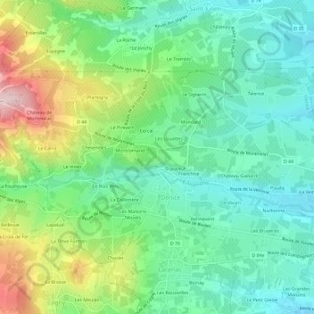 Topografische kaart Malval, hoogte, reliëf