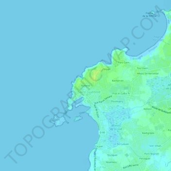 Topografische kaart Rulland, hoogte, reliëf