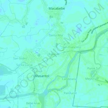 Topografische kaart Batasan, hoogte, reliëf